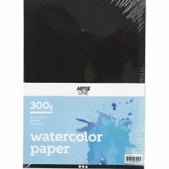 Tegne- & Malegrej<Creativ Company Akvarelpapir A4 / 230 gr. - Sort, 10 ark