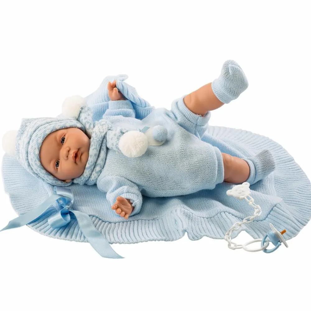 Dukker< Babydukke - Lyseblåt tøj, 38 cm