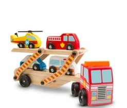 Legebiler|Dukkehus & Legesæt<Melissa & Doug Biltransporter m. redningskøretøjer