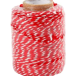 Kreativ Leg|Jul<Creativ Company Bomuldssnor - Rød/hvid, 50 meter