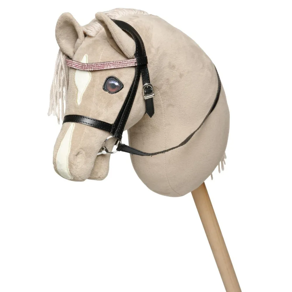 Kæpheste & Tilbehør<Cheval Roi tilbehør - Trense, sort/pink rhinsten