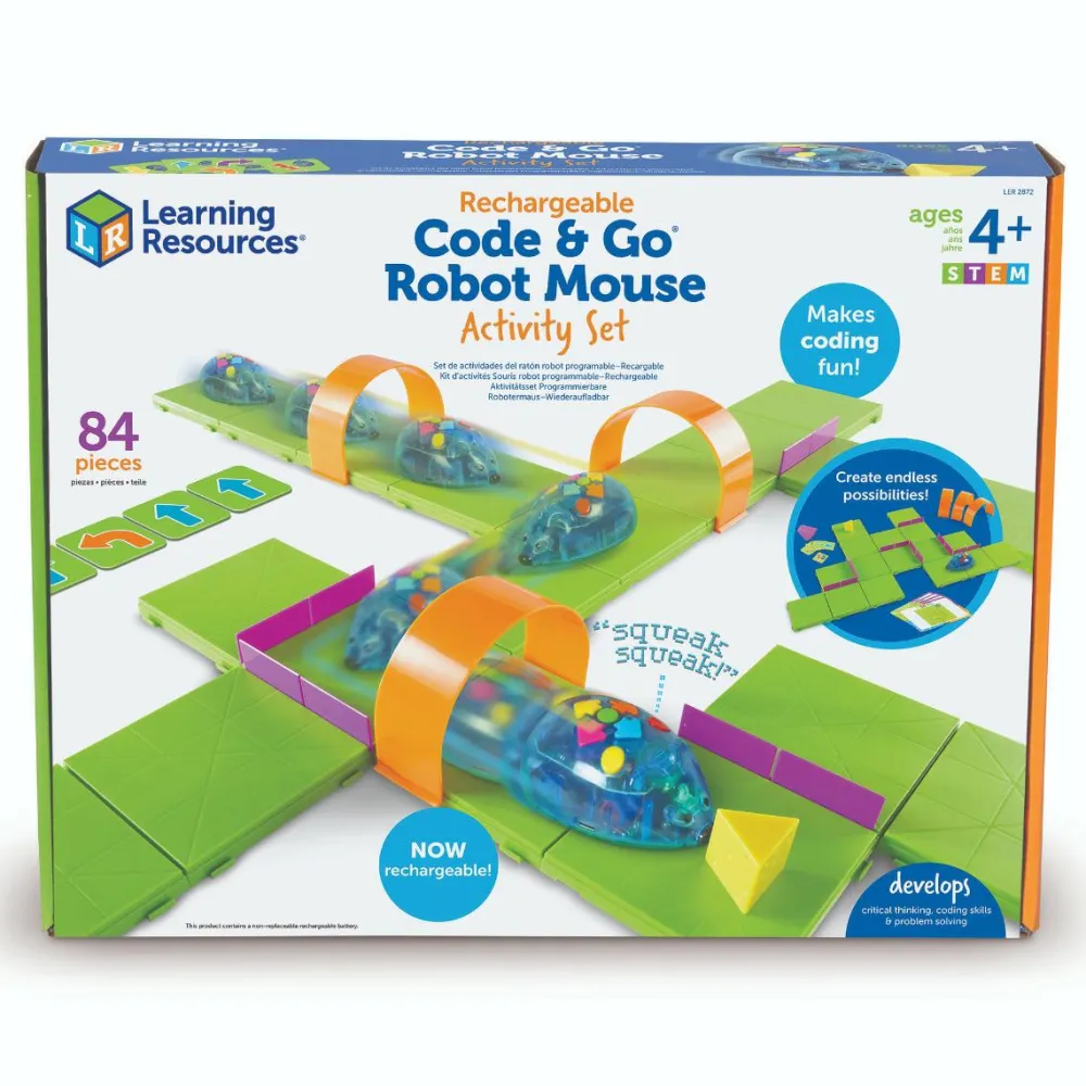 Stem Læringslegetøj|Robot Legetøj<Learning Resources Code & Go Robotmus (genopladelig) - Aktivitetssæt