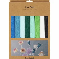 Påske|Kreativ Leg<Creativ Company Crepepapir m. stræk - Blå/grøn, 8 ark