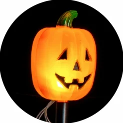 Halloween< Dekorationsspyd med lys - Græskar, 4 stk