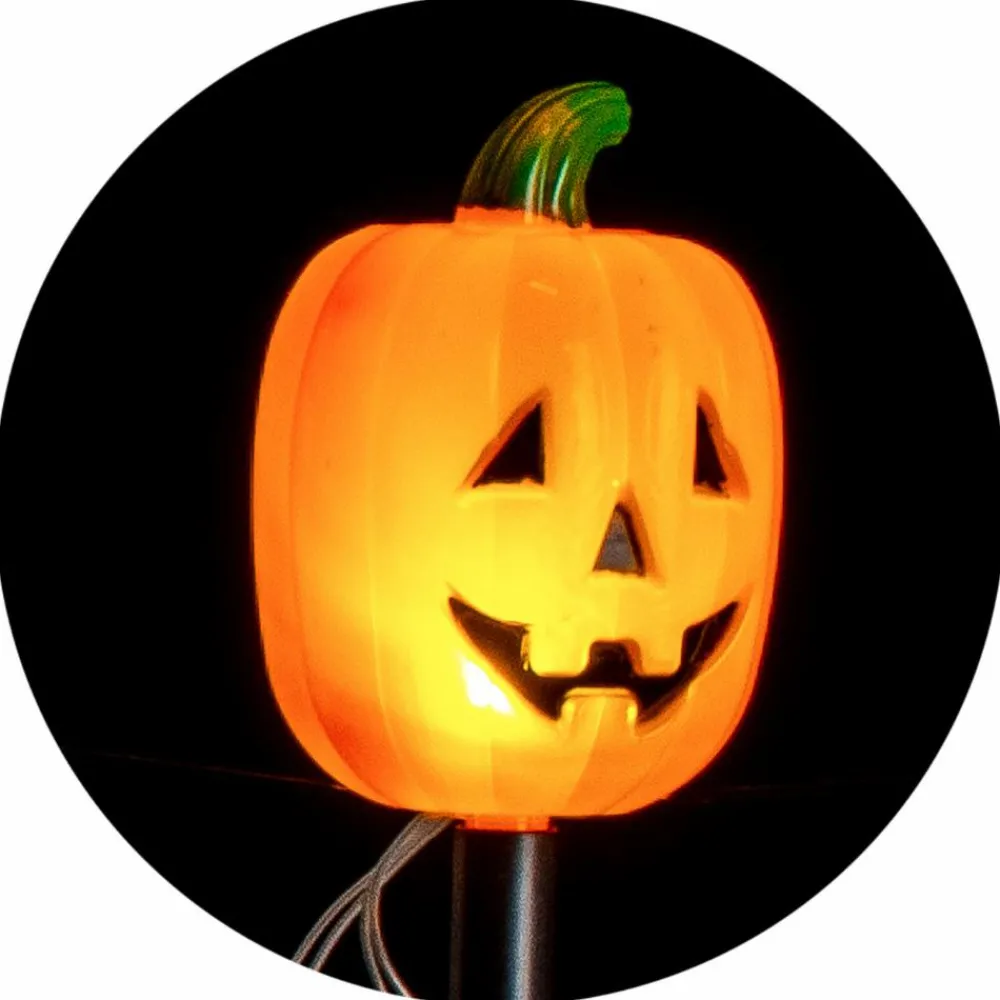 Halloween< Dekorationsspyd med lys - Græskar, 4 stk