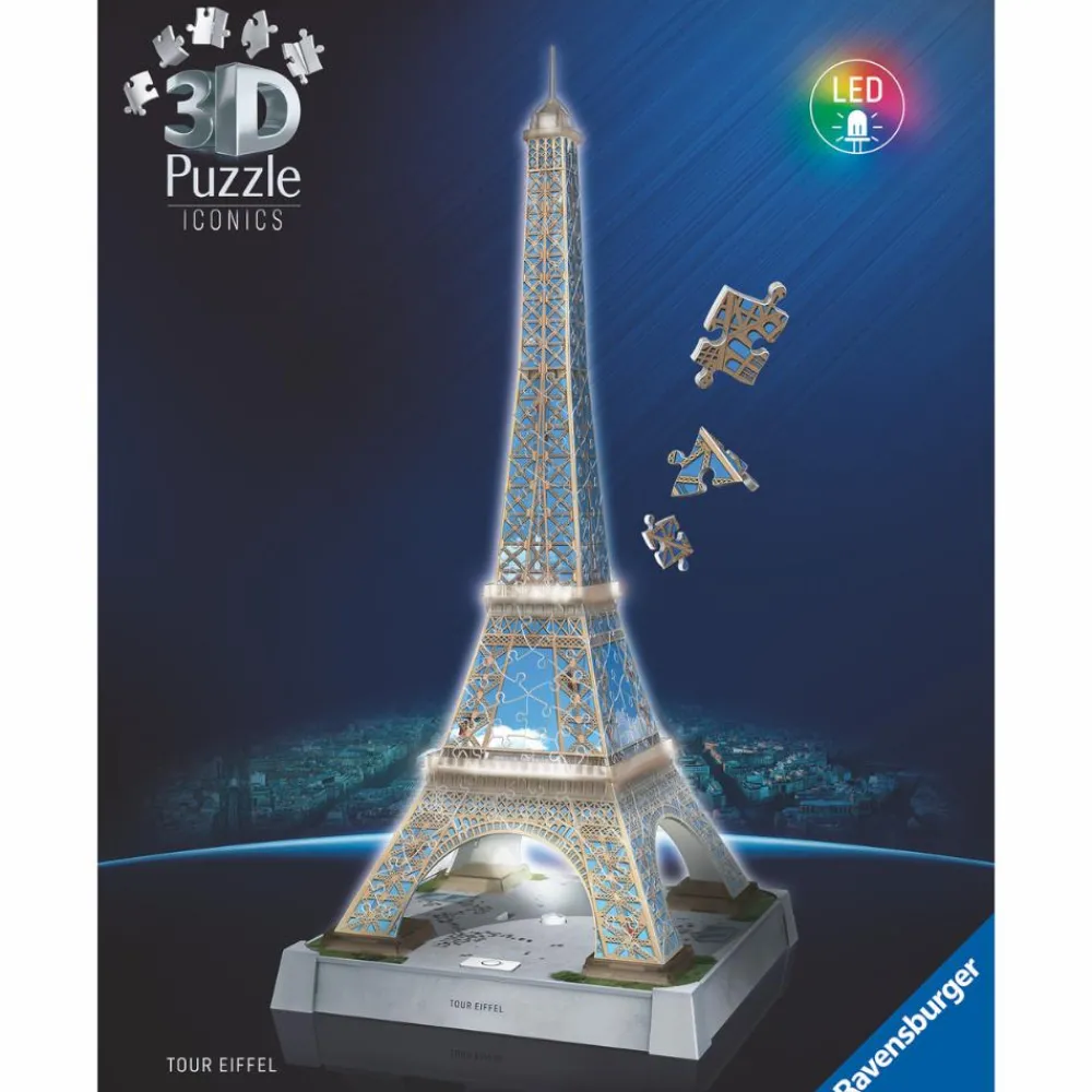 Voksenværk|Puslespil< 3D puslespil LED m. 216 brk. - Eiffeltårnet