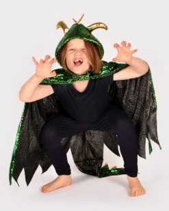 Halloween|Fastelavn<Den Goda Fen Dragekappe - Grøn/Guld, str. 3-8 år