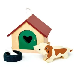 Økologisk Eller Bæredygtig|Trælegetøj<Tender Leaf Dukkehus tilbehør - Hundehus m. hund
