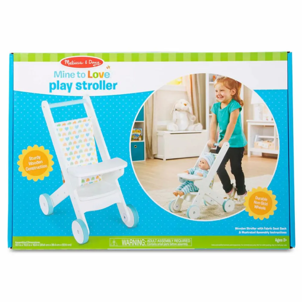Dukkevogn|Dukker<Melissa & Doug Dukkeklapvogn af træ