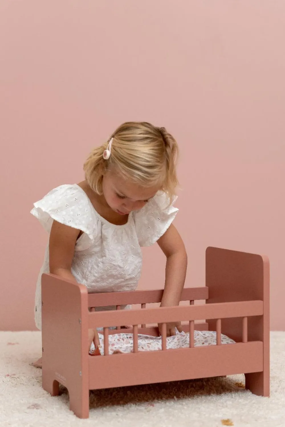Dukker< Dukkeseng inkl. sengesæt - Rosa