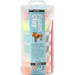 Påske|Kreativ Leg<Creativ Company Foam Clay 6 x 14 gr. - Glitter
