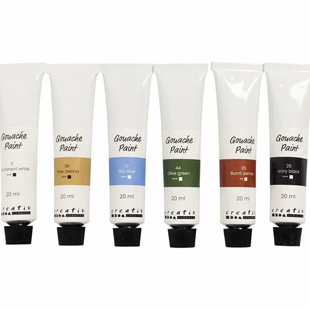 Voksenværk|Tegne- & Malegrej<Creativ Company Gouache maling 20 ml. - Natur, 6 stk