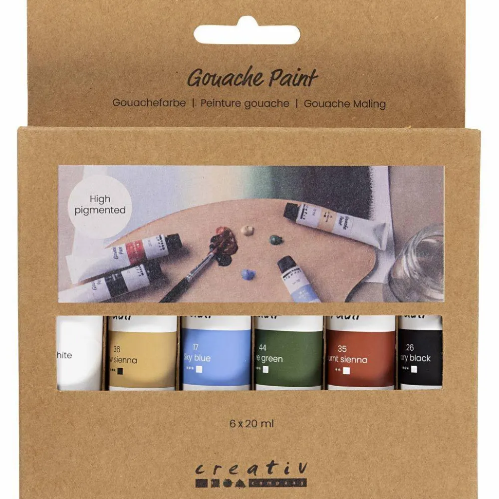 Voksenværk|Tegne- & Malegrej<Creativ Company Gouache maling 20 ml. - Natur, 6 stk