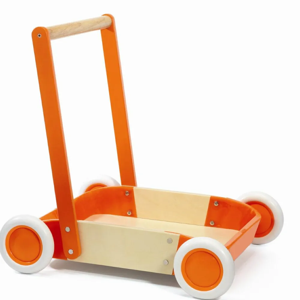 Grovmotorik|Tumlinge Legetøj<Djeco Gåvogn i træ - Orange