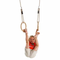 Gynger< Gymnastikringe i træ - PP-reb - Ø14,5 cm