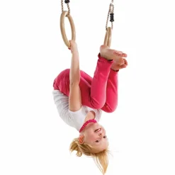 Gynger< Gymnastikringe i træ - PP-reb - Ø14,5 cm