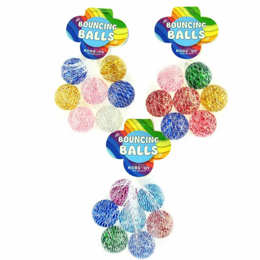Bolde< Hoppebolde Ø 3,2 cm - Glitter, 7 stk
