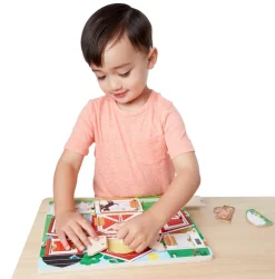Puslespil<Melissa & Doug Hvad gemmer lågen - Bondegård
