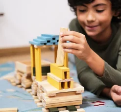 Trælegetøj|Montessori<KAPLA klodser - Blå/Gul/Grøn, 120 stk