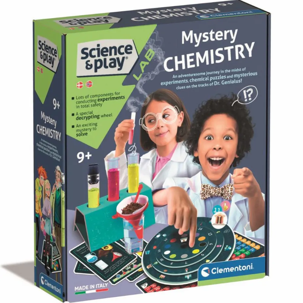 Eksperimenter|Kemisæt & Mikroskop<Clementoni Kemisæt - Mystery Chemistry