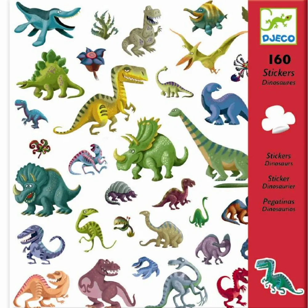 Dinosaur Legetøj|Tegne- & Malegrej<Djeco Klistermærker - Dinosaurer, 160 stk.