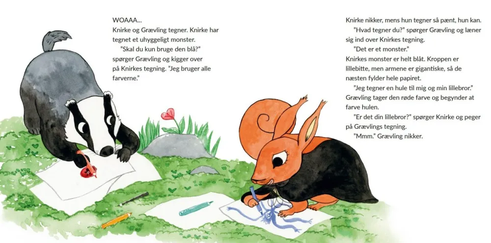 Sociale Kompetencer|Børnebøger< Knirke & Grævling tegner
