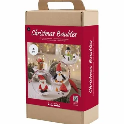 Jul<Creativ Company Lav julekugler m. julefigurer, 4 stk