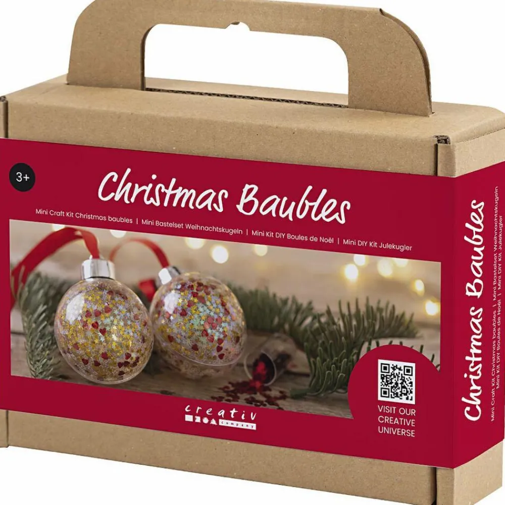 Jul<Creativ Company Lav julekugler m. pailletter, 2 stk