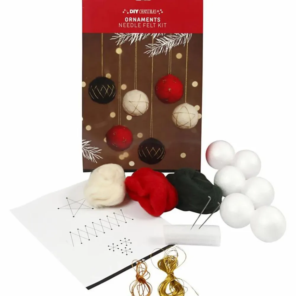 Jul<Creativ Company Lav nålefiltede julekugler, 6 stk