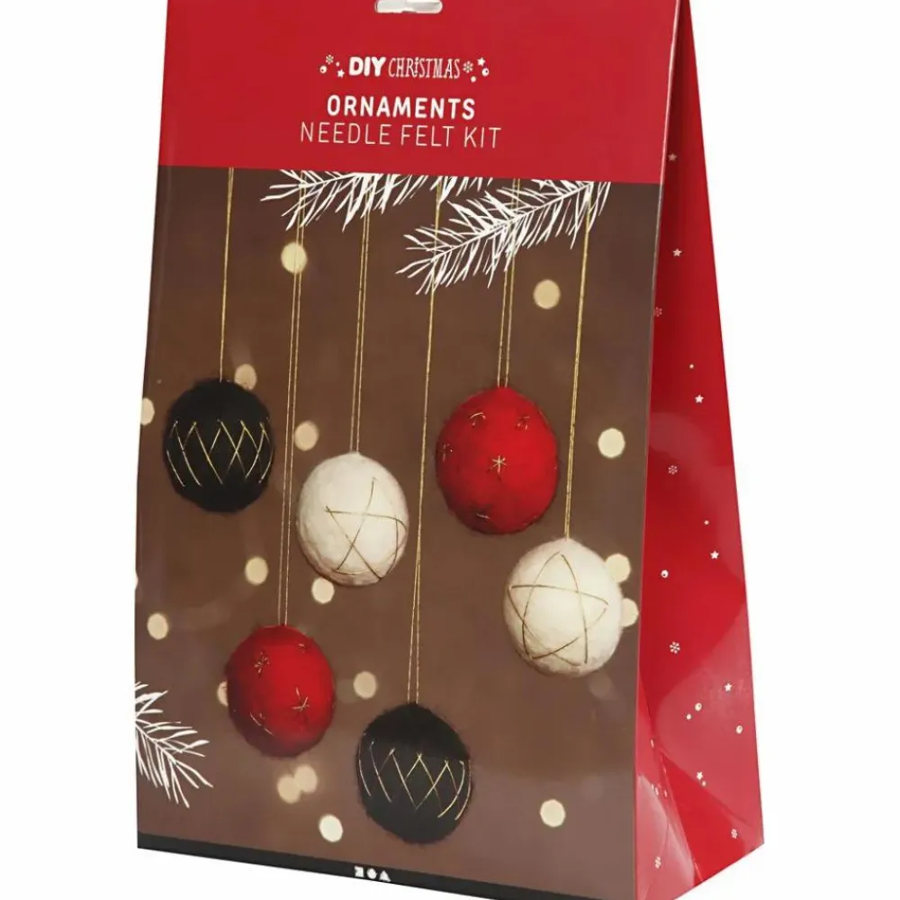 Jul<Creativ Company Lav nålefiltede julekugler, 6 stk