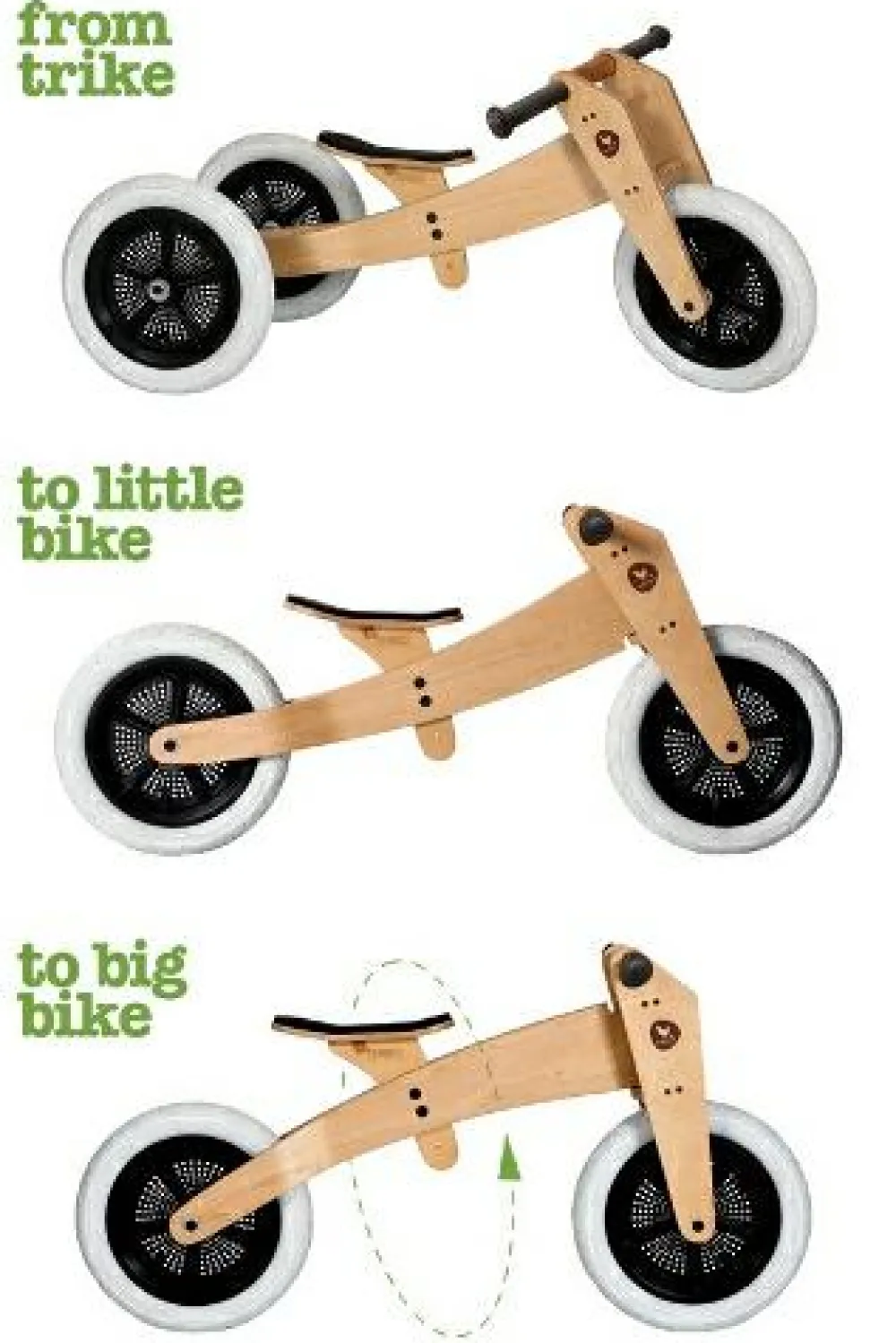 Løbecykler|Tumlinge Legetøj< Løbecykel - Wishbone 3-i-1 Original træ