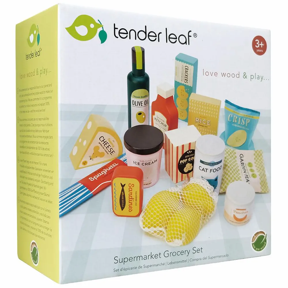 Økologisk Eller Bæredygtig|Trælegetøj<Tender Leaf Legemad - Købmandsvarer, 16 dele