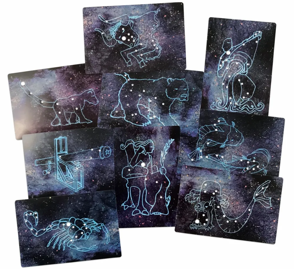 Lysborde|Astronomi< Lær stjernebilleder - Plakat + kort, 54 stk