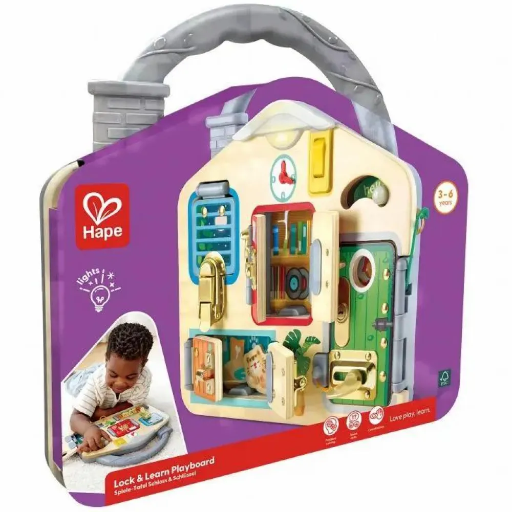 Finmotorik<Hape Låsebræt - Inkl. lys og håndtag
