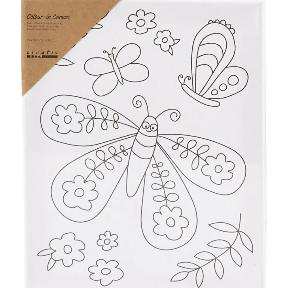 Tegne- & Malegrej<Creativ Company Malerlærred 24 x 30 cm - Smilende sommerfugl