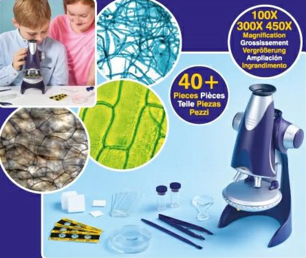 Naturvidenskab|Eksperimenter<Brainstorm Mikroskop 100-450x - Inkl. prøver