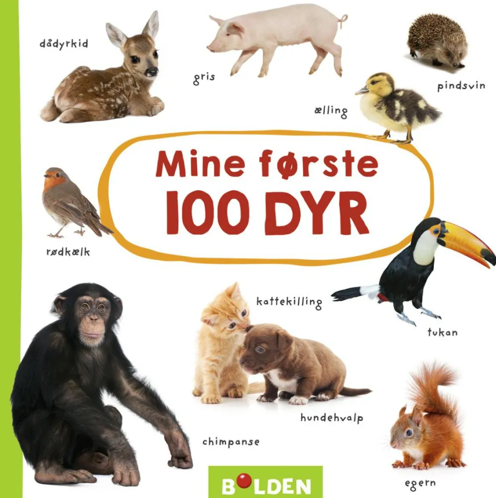 Børnebøger|Babylegetøj<Forlaget Bolden Mine første 100 dyr