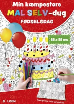 Tegne- & Malegrej<Forlaget Bolden Min kæmpestore mal selv-dug - Fødselsdag