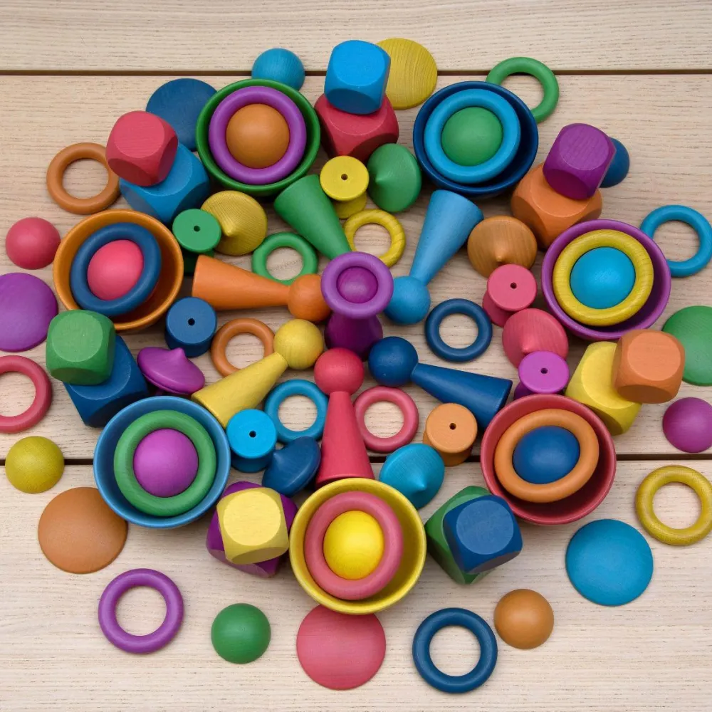 Trælegetøj|Montessori<tickit® Montessori regnbue sæt, 84 dele