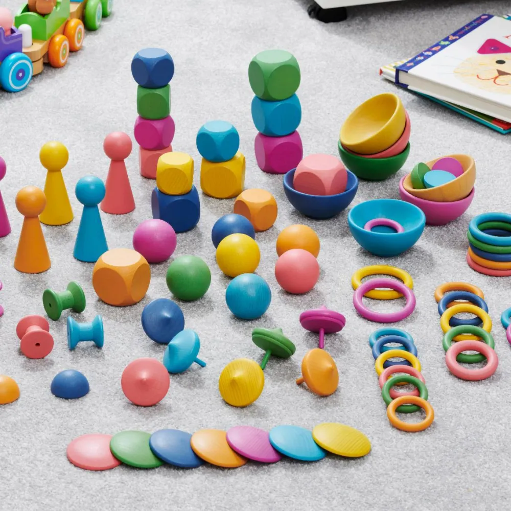 Trælegetøj|Montessori<tickit® Montessori regnbue sæt, 84 dele