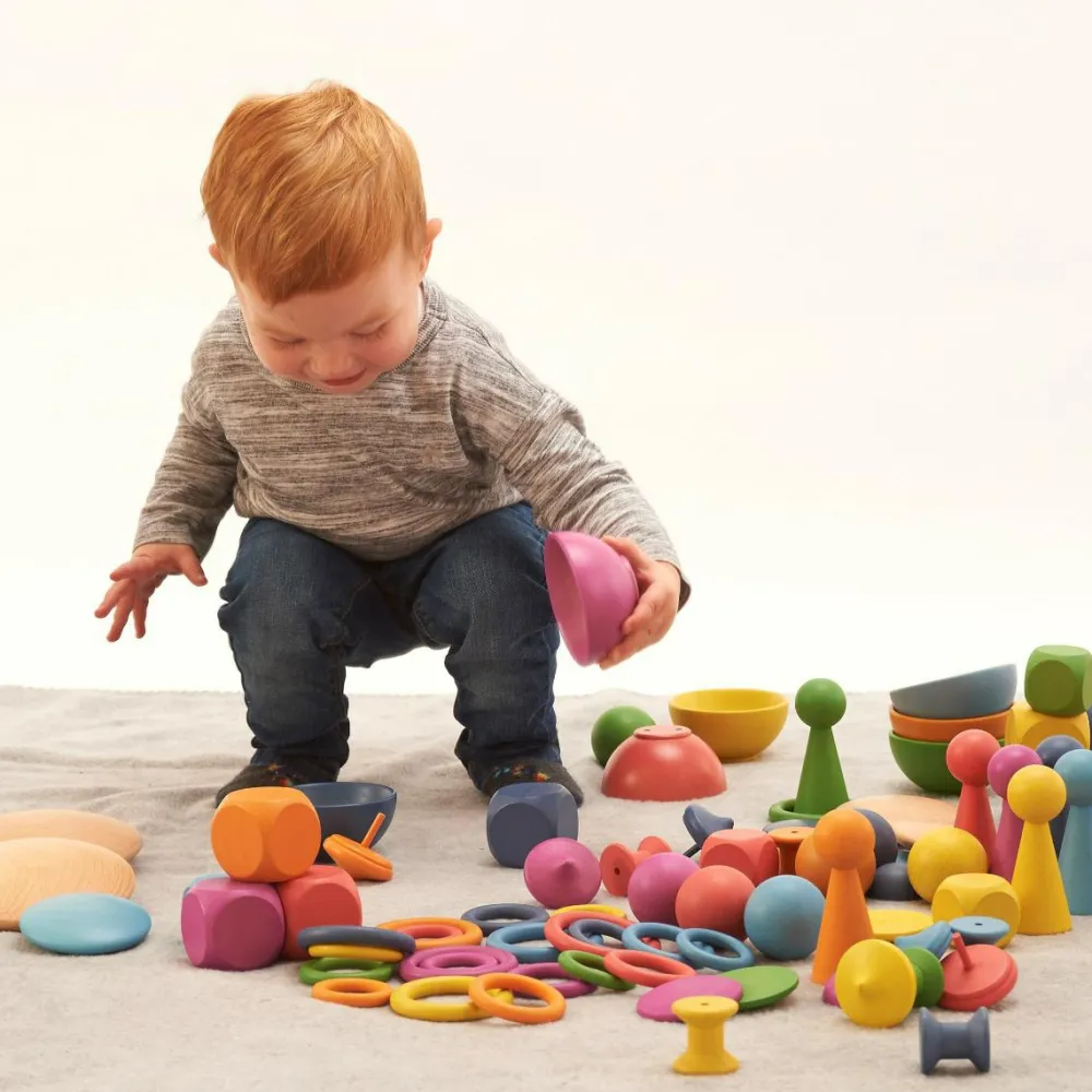 Trælegetøj|Montessori<tickit® Montessori regnbue sæt, 84 dele