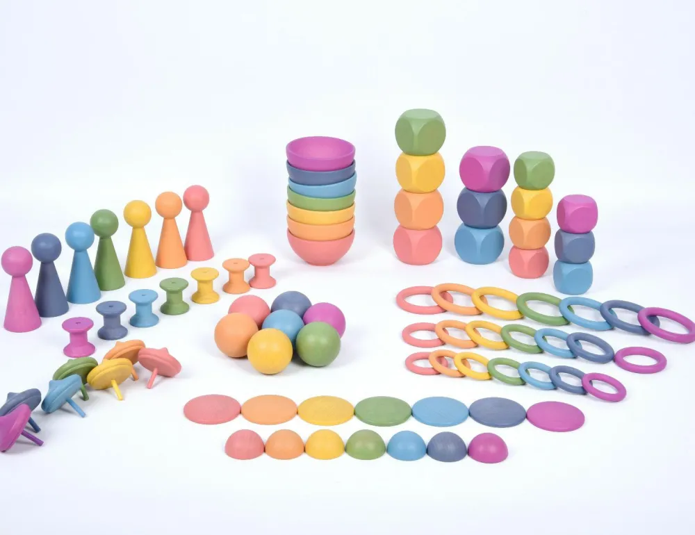 Trælegetøj|Montessori<tickit® Montessori regnbue sæt, 84 dele
