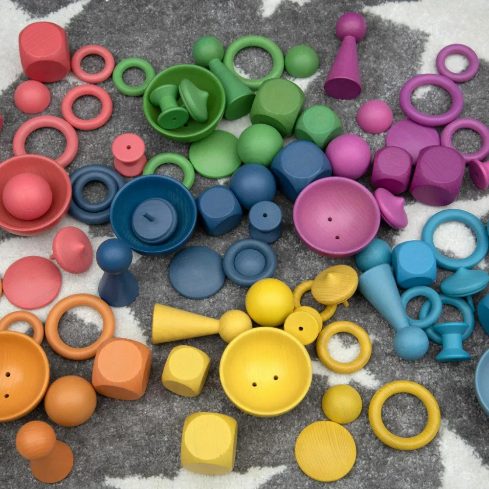Trælegetøj|Montessori<tickit® Montessori regnbue sæt, 84 dele