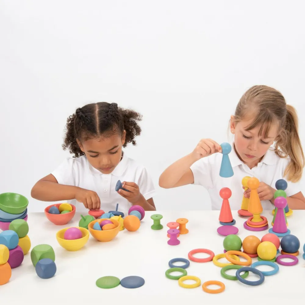 Trælegetøj|Montessori<tickit® Montessori regnbue sæt, 84 dele