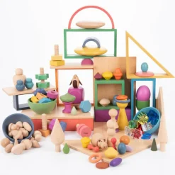Trælegetøj|Montessori<tickit® Montessori regnbue sæt, 84 dele