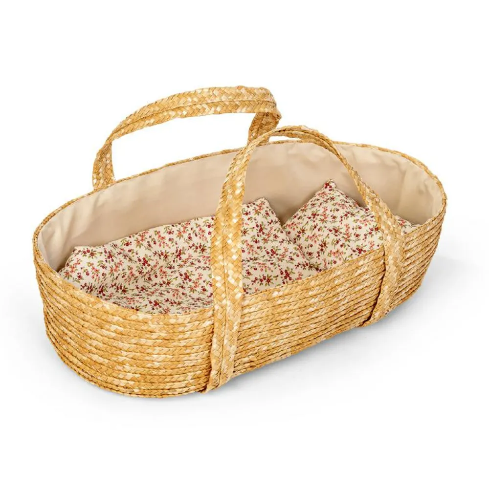Dukkevogn< Moseskurv m. sengesæt - 50 cm.