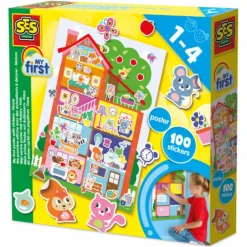 Tegne- & Malegrej|Babylegetøj<SES Creative My First - Plakat med klistermærker - Mit hus