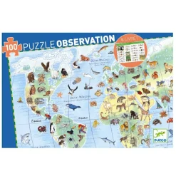 Puslespil<Djeco Observationspuslespil m. 100 brikker - Verdens dyr