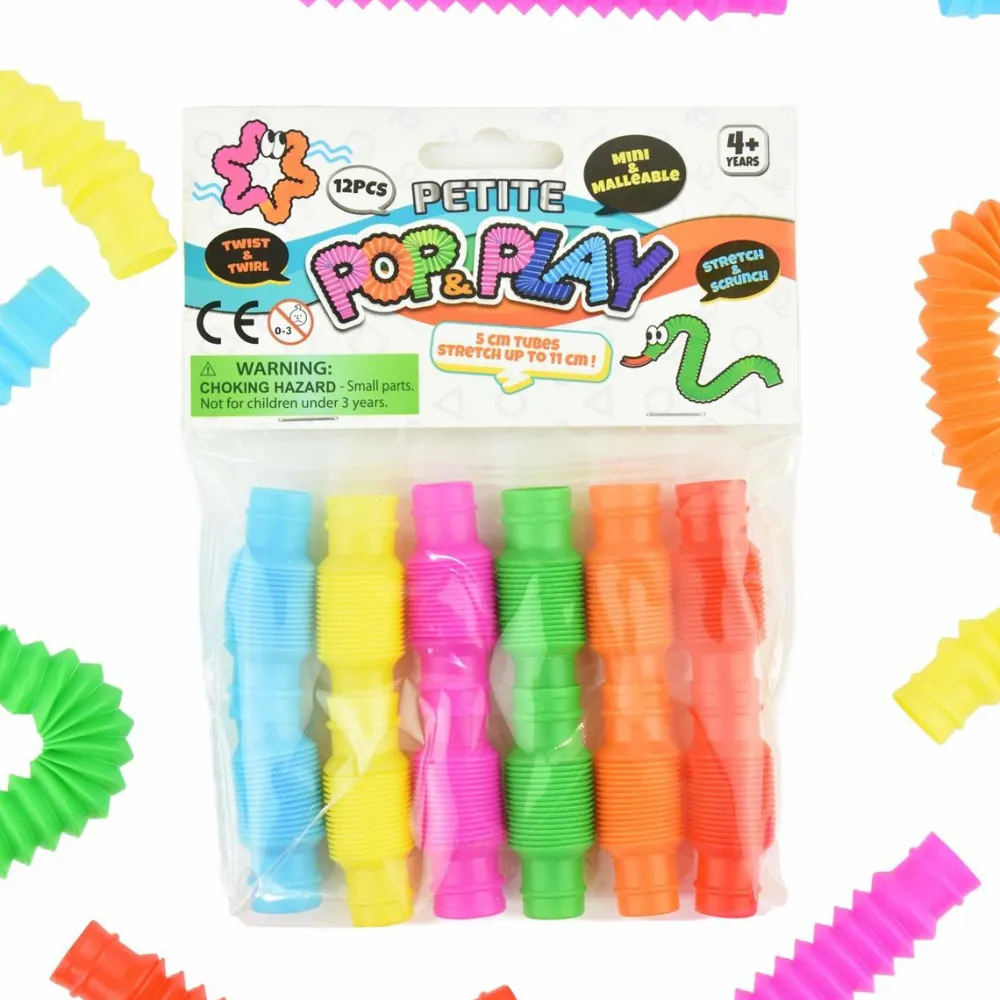 Fidget Toys< Pop & Play tubes, 12 stk