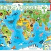 Puslespil<educa Puslespil m. 150 brikker - Verdenskort m. dyr